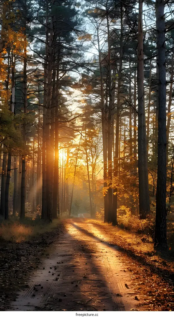 The sun shines through the trees in the forest