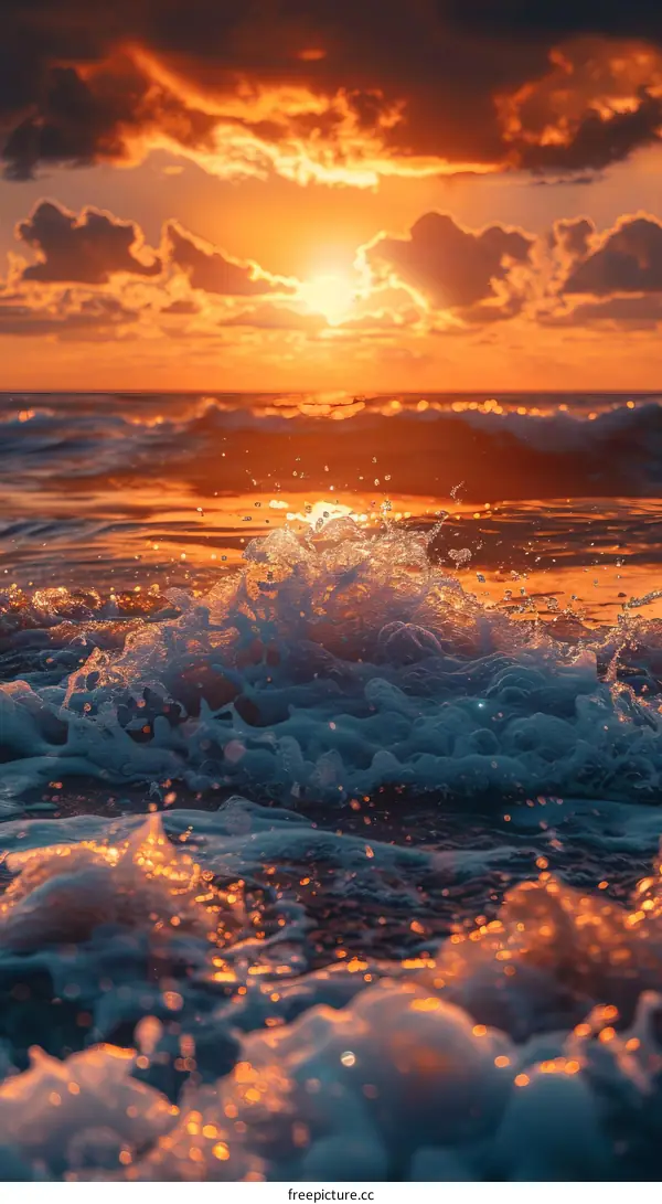 The sun setting over the ocean creates a beautiful and peaceful scene.
