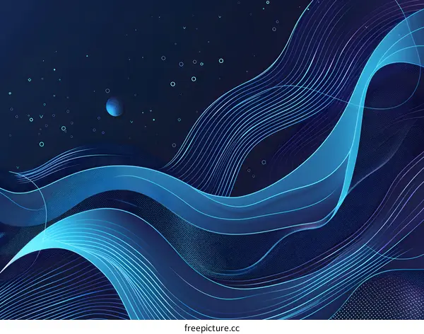 Abstract Blue Waves Digital Art