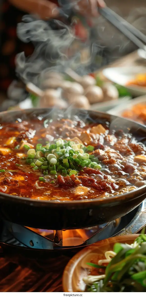 A bowl of delicious mapo tofu with fresh ingredients