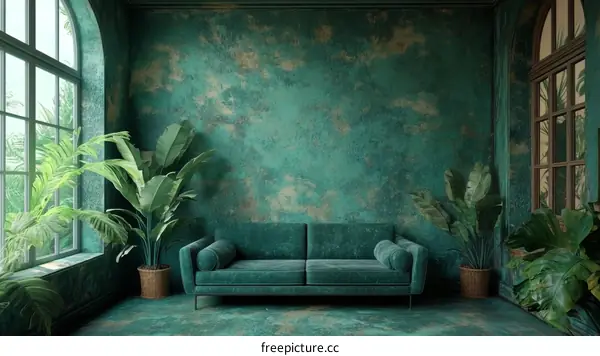 Emerald Green Living Room Interior Design