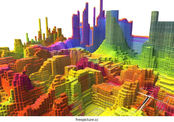 Colorful Abstract Cityscape 3D Illustration