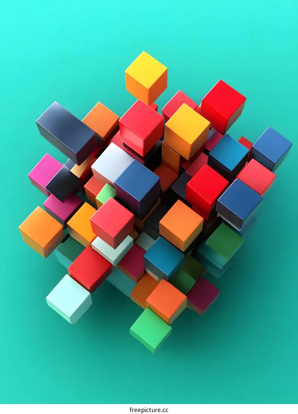 Abstract Colorful Cubes 3D Illustration