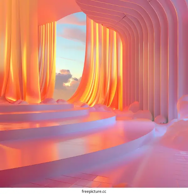 Stairway to Heaven - Pink and White Surreal Landscape