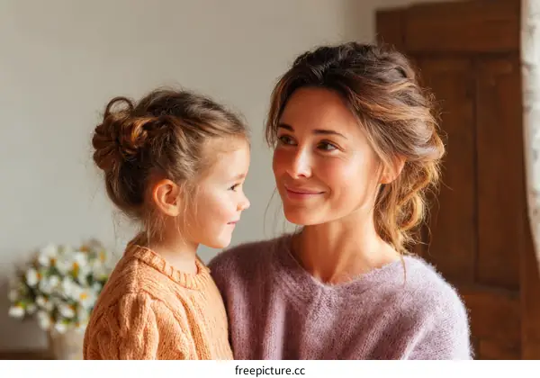 Mother and Daughter Bonding Moment