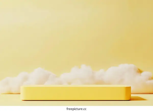 Yellow Product Display Podium with Soft Clouds
