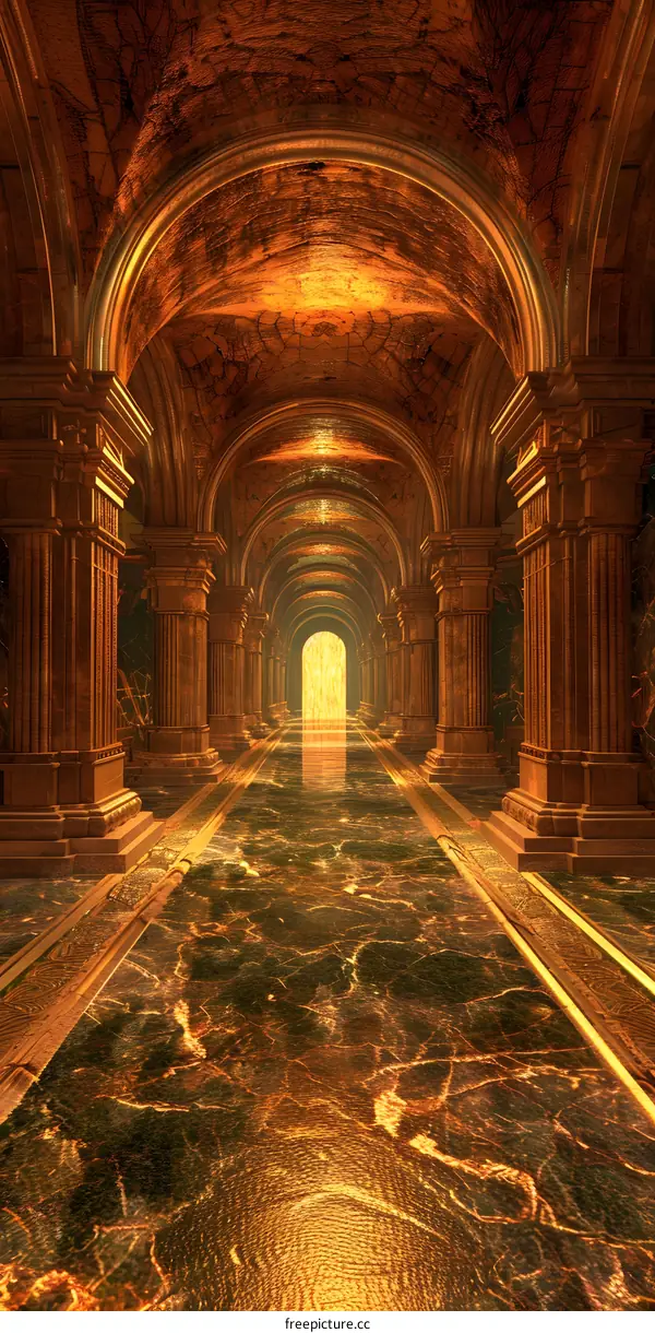Golden Arches Hallway, 3D Rendering
