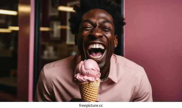 Black man eating ice cream