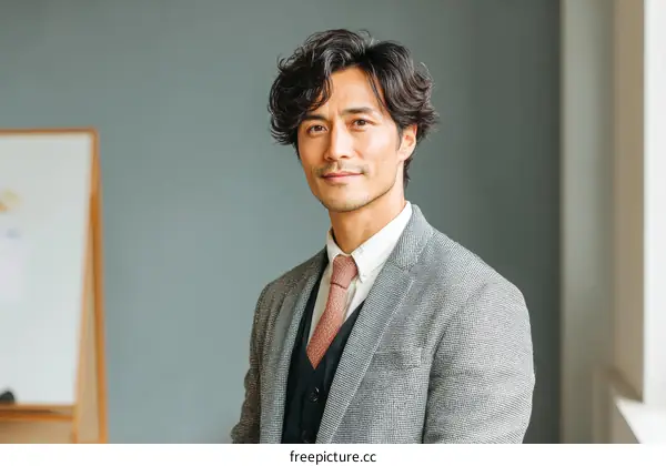 Asian Businessman Portrait in Modern Office Setting