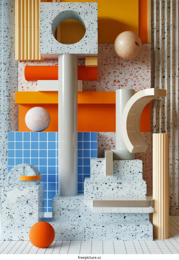 Abstract Geometric Shapes Composition