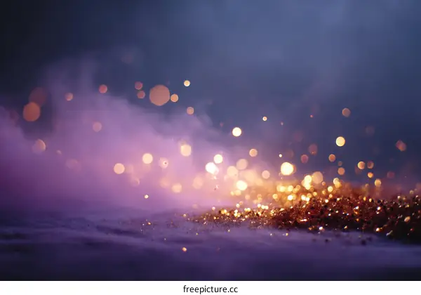 Golden Glitter Background with Bokeh Lights