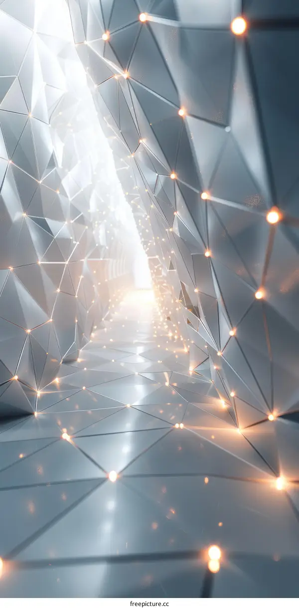 Futuristic Sci-Fi Tunnel With Glowing Neon Lights