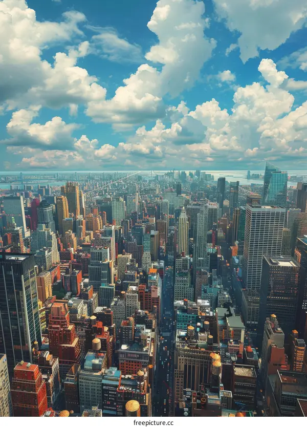 Manhattan Skyline with Clouds