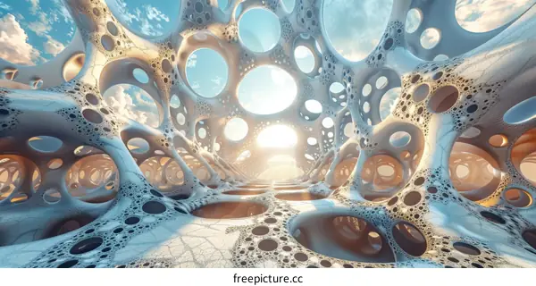 Surreal Interior Hallway with Archway