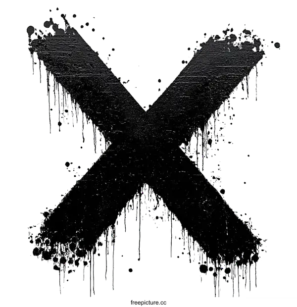 [Transparent Background PNG]Abstract Black X on White Background Artwork