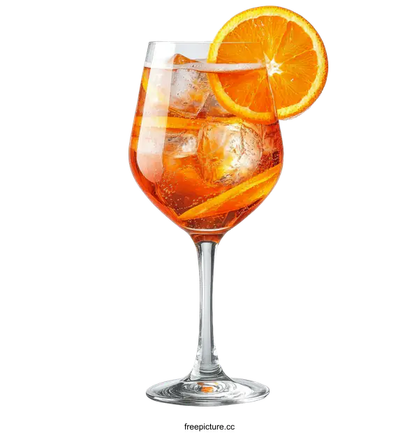 [Transparent Background PNG]Elegant Aperol Spritz Cocktail with Orange Slice