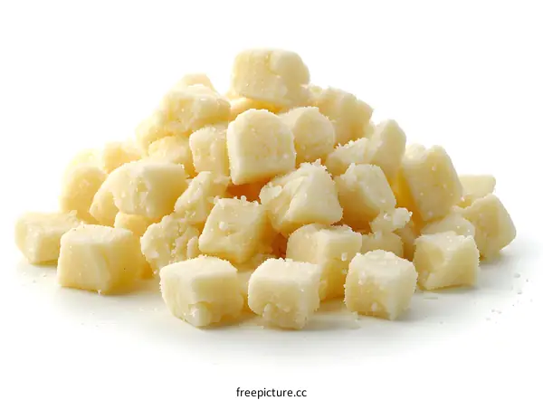 Pile of diced Parmesan cheese