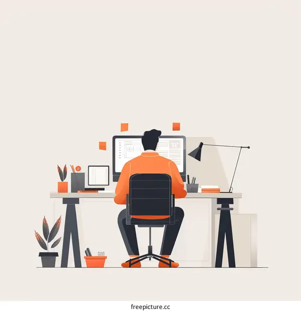 man working on computer