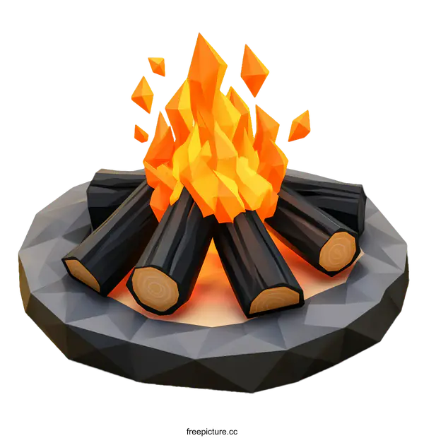 [Transparent Background PNG]Low Poly Campfire Illustration