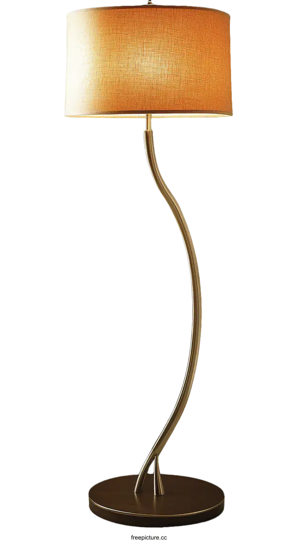 [Transparent Background PNG]Modern Floor Lamp with Curved Stand