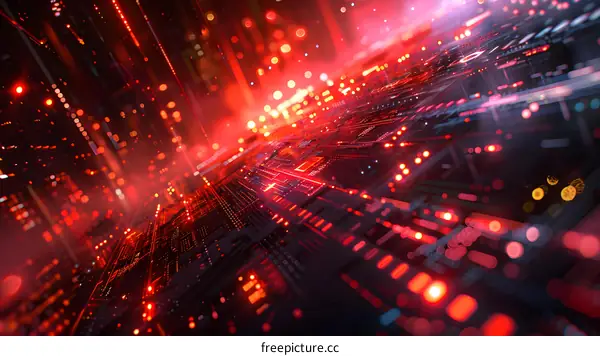 Red Circuit Board Technology Abstract Background