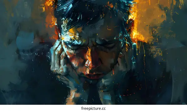 A portrait of a man with his hands on his head