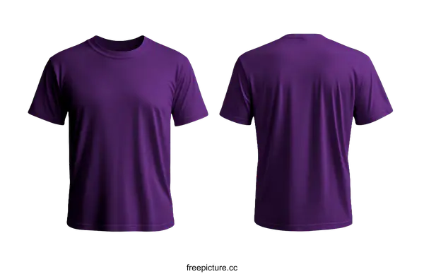 [Transparent Background PNG]Purple T-Shirt Mockup Front and Back View