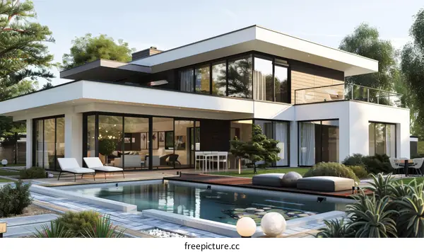 Modern Minimalist Home with Pool and Landscaping