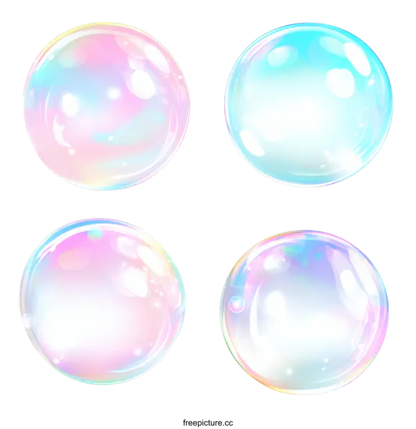 [Transparent Background PNG]Multicolored Soap Bubbles Illustration