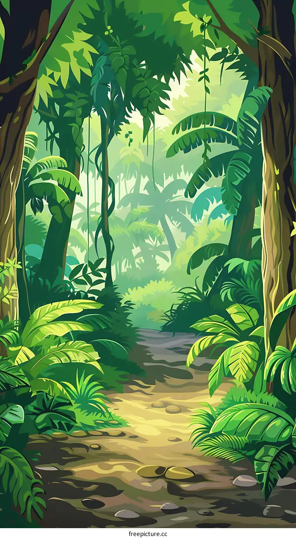Jungle Path Through Dense Foliage