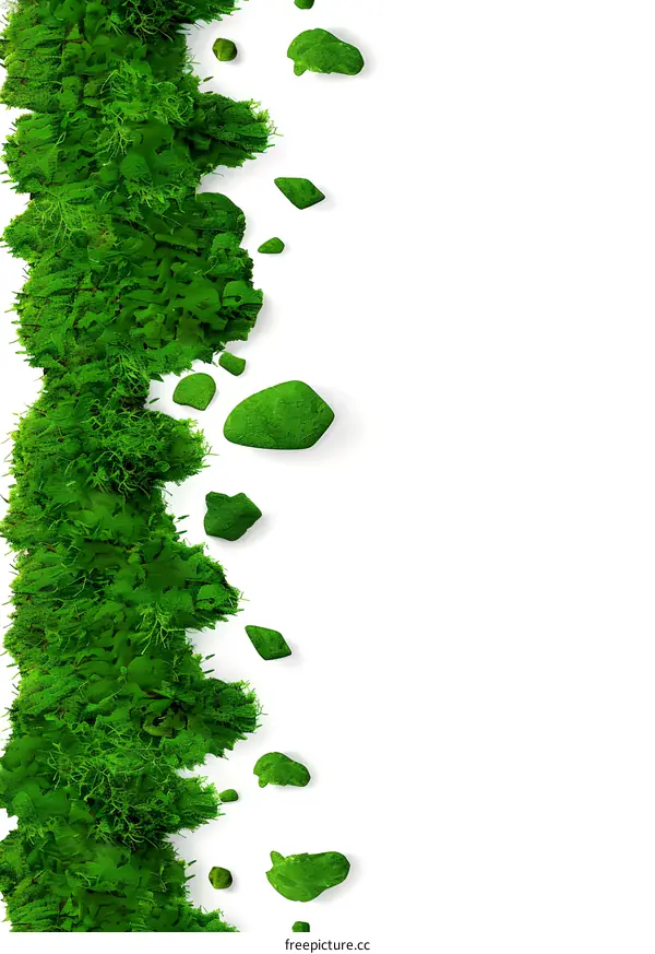 Green Moss Border On White Background