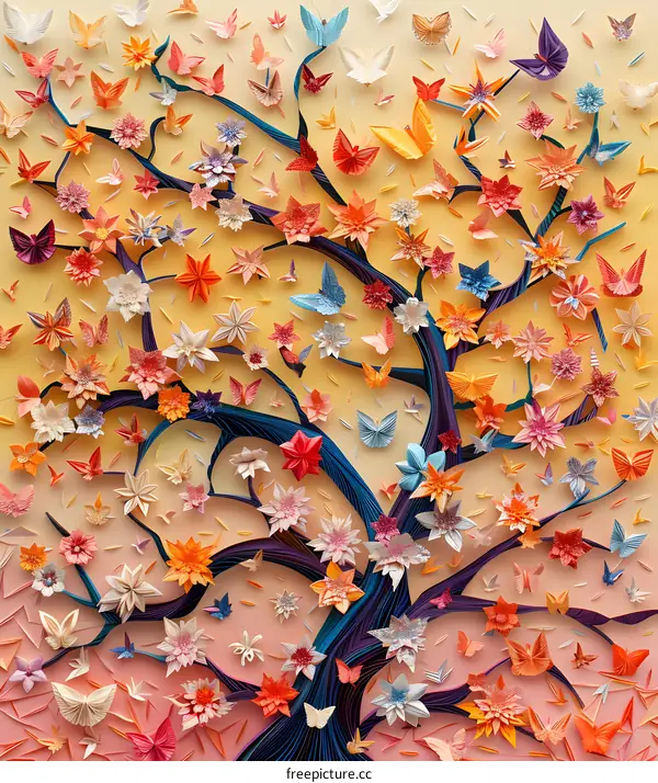 A Tree Made of Flowers and Butterflies