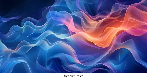 Wavy blue and orange abstract background
