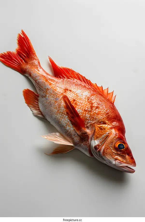 Red fish on white background