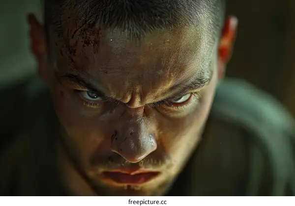 Close-up Portrait of a Male with Angry Expression