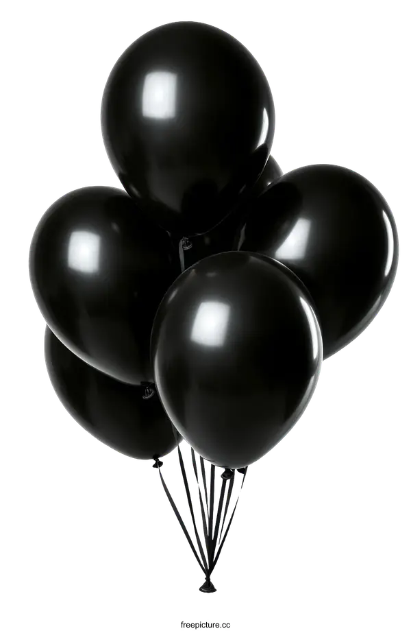 [Transparent Background PNG]Bunch of Glossy Black Balloons
