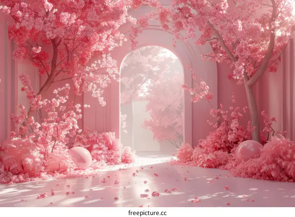 Pink Cherry Blossom Garden Interior Design