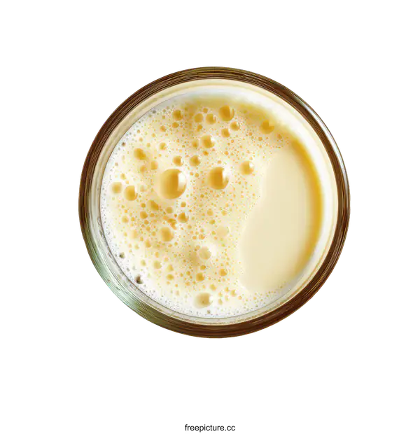 [Transparent Background PNG]Top View of a Glass of Frothy Drink