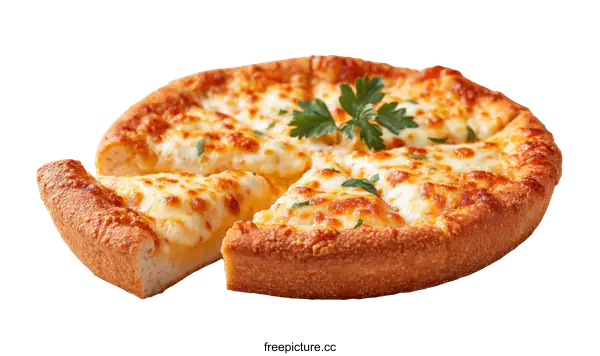 [Transparent Background PNG]Delicious Cheese Pizza with Slices