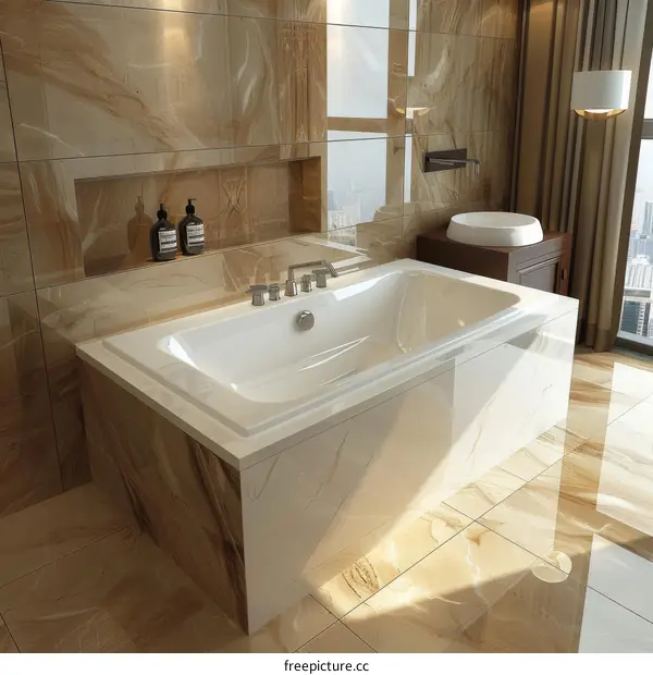 Modern Elegant Freestanding Bathtub in a Luxury Bathroom