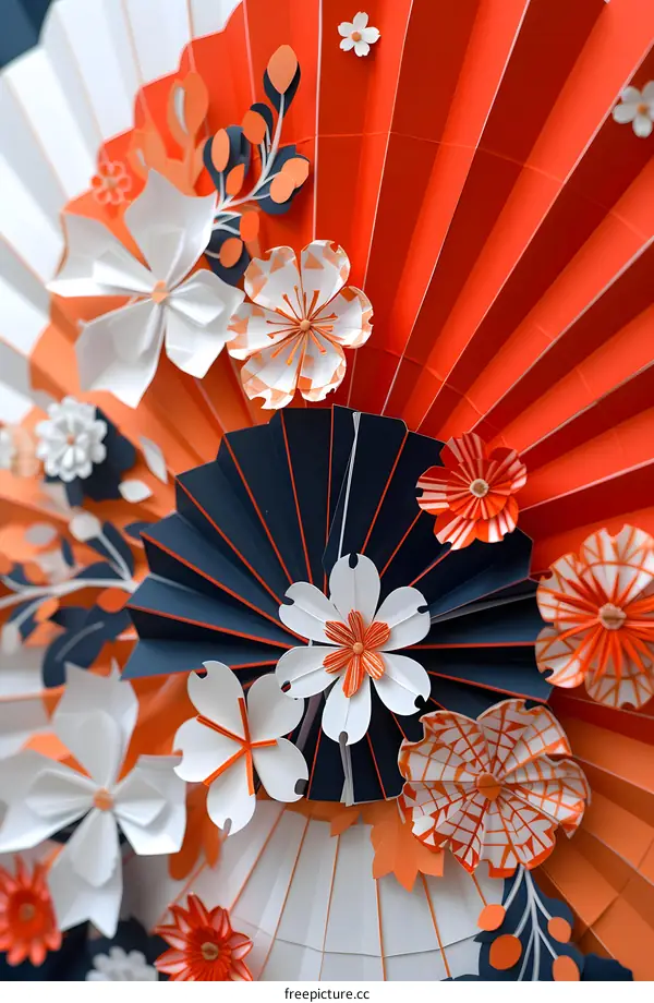 Colorful Paper Fan Arrangement