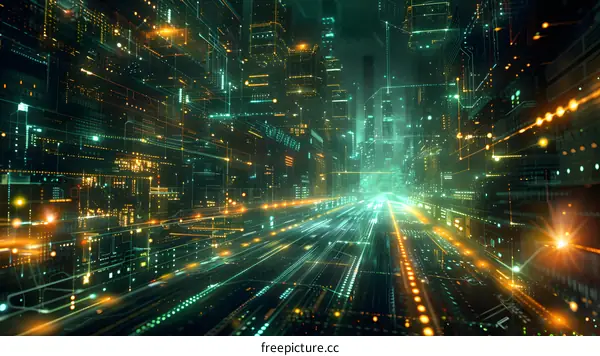 Digital Cityscape at Night