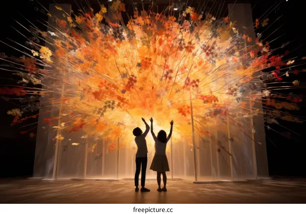 Two Kids in an Autumn Forest Installation