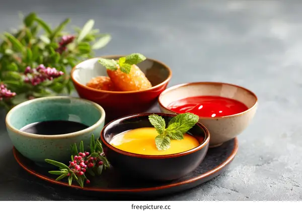 Colorful Dessert Sauces and Dips