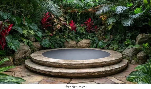 Tropical Garden Stage Area Outdoor Setting