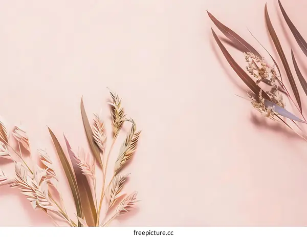 Minimalist Dried Flowers on a Pink Background
