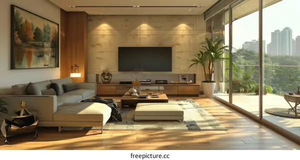 Modern Minimal Living Room with Balcony