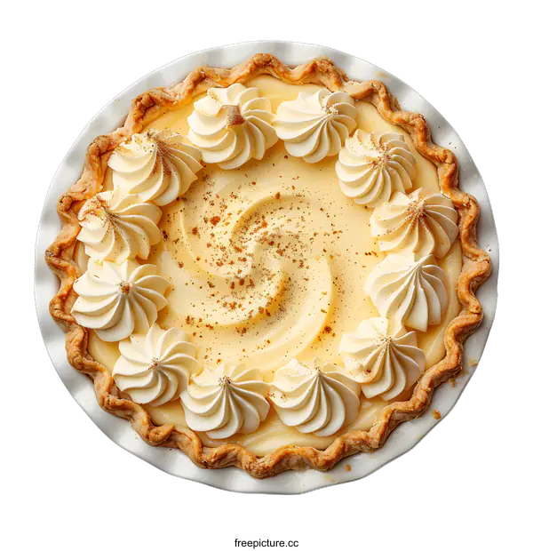[Transparent Background PNG]Creamy Pie with Whipped Cream and Cinnamon