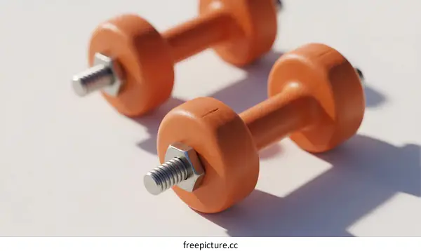 Orange Dumbbells on White Background for Strength Training