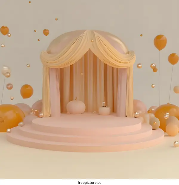 3D Rendered Background with Pink and Yellow Color Theme for Product Display